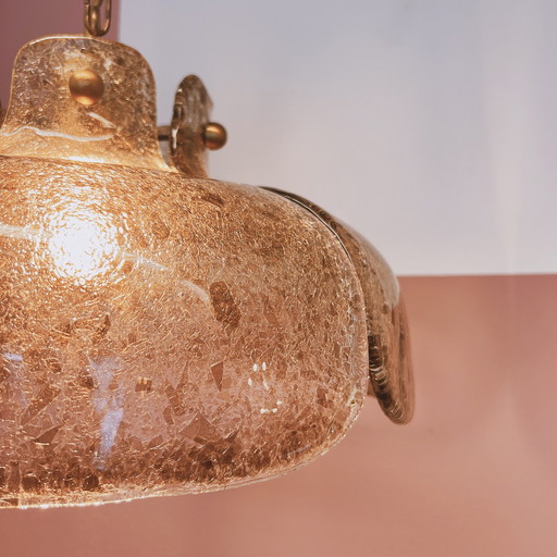 Vintage Bloemblaadjeslamp van gerookt glas