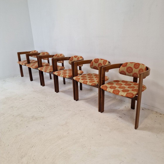 Image 1 of Set van 6 vintage fauteuils in prachtig hout, Italië 1960