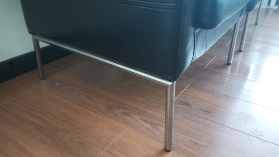 Image 1 of 2x Leren Vintage Ikea Klappsta kubusstoelen