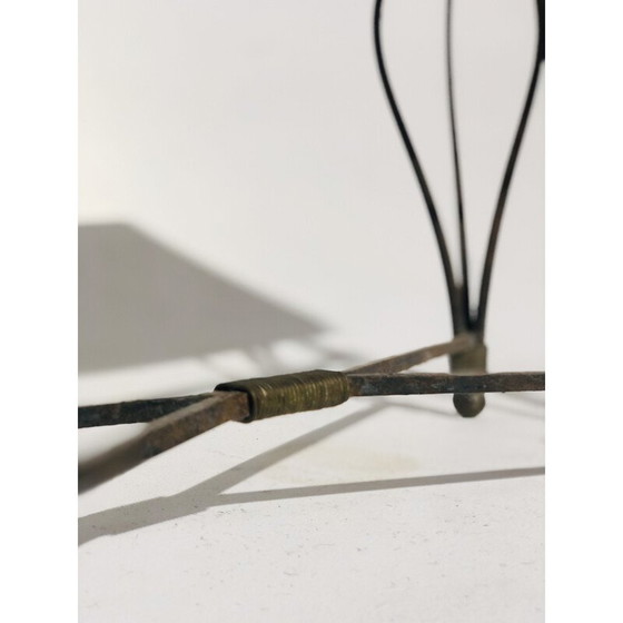 Image 1 of Vintage salontafel van keramiek en smeedijzer met eglomeraatglas