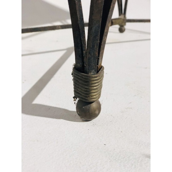 Image 1 of Vintage salontafel van keramiek en smeedijzer met eglomeraatglas