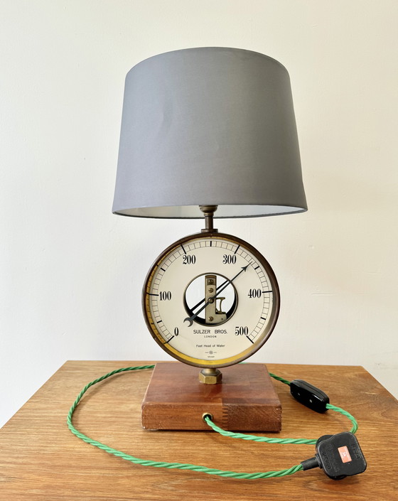 Image 1 of Vintage tafellamp upcycled manometer