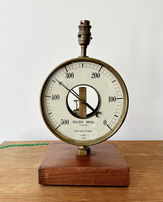 Image 1 of Vintage tafellamp upcycled manometer