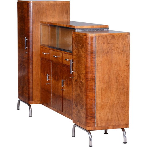 Vintage walnoten Bauhaus dressoir van Robert Slezak, Tsjechië 1930