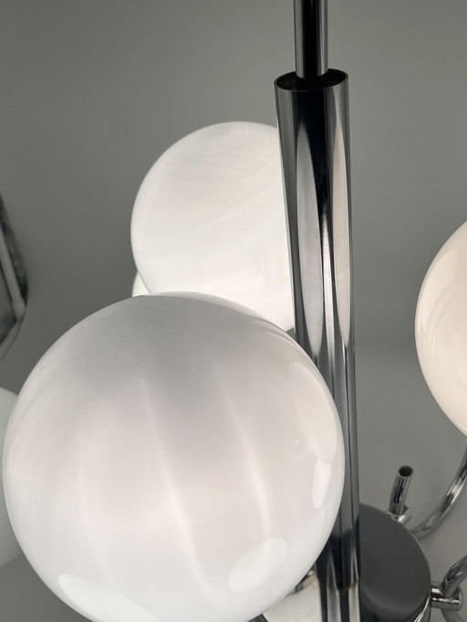 Verchroomde kroonluchter 9 Opalen