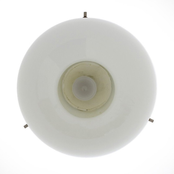 Image 1 of Vintage kroonluchter in verchroomd metaal, methacrylaat en wit glas, jaren 1960