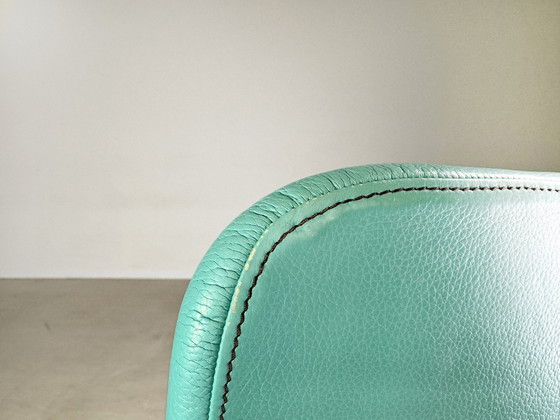 Image 1 of Originele Moroso Fauteuil Leer Blauw Turquoise Patricia Urquiola Draaibaar