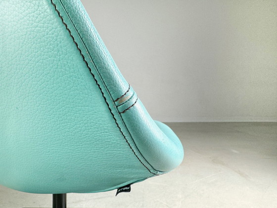 Image 1 of Originele Moroso Fauteuil Leer Blauw Turquoise Patricia Urquiola Draaibaar