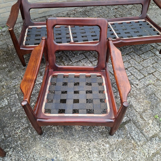 Image 1 of 2X Vintage 3 Zitsbank + 2X Fauteuil Deens Design