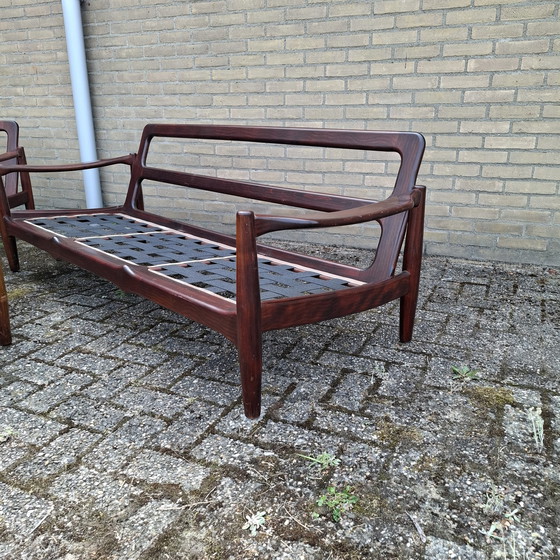 Image 1 of 2X Vintage 3 Zitsbank + 2X Fauteuil Deens Design