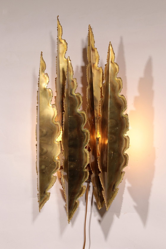 Image 1 of Holm-Sörensen Brutalistische Koperen Wandlamp Groot Model Denemarken