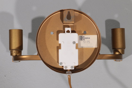 Image 1 of Holm-Sörensen Brutalistische Koperen Wandlamp Groot Model Denemarken