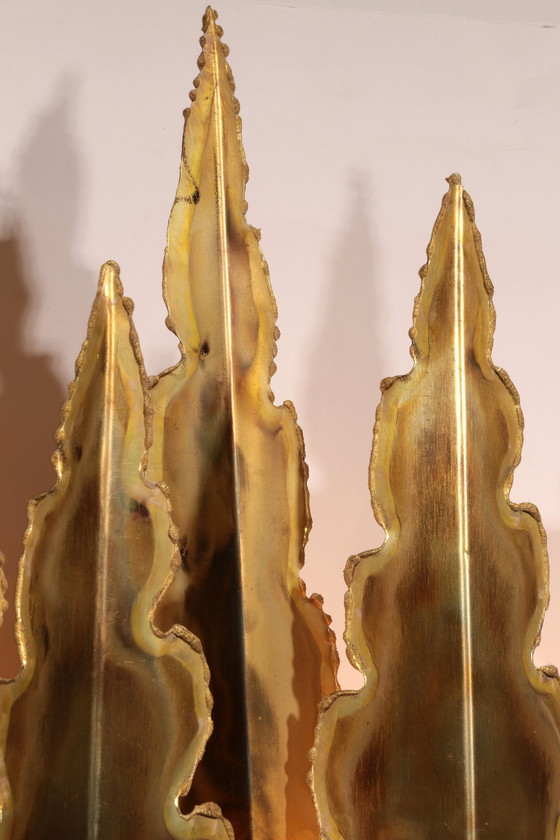 Image 1 of Holm-Sörensen Brutalistische Koperen Wandlamp Groot Model Denemarken