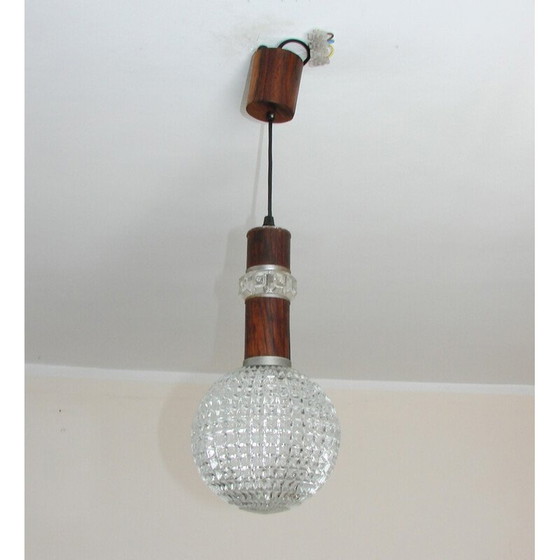 Image 1 of Vintage hanglamp van metaal en palissanderfineer, 1960