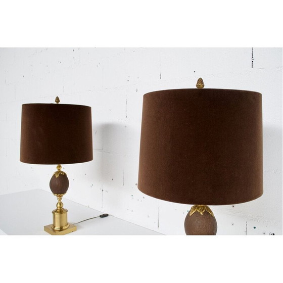 Image 1 of Paar vintage verguld metalen lampen van Maison Jansen, 1970