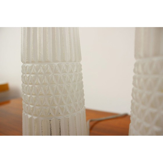 Image 1 of Paar vintage lampen van glas en hout, Duitsland 1970