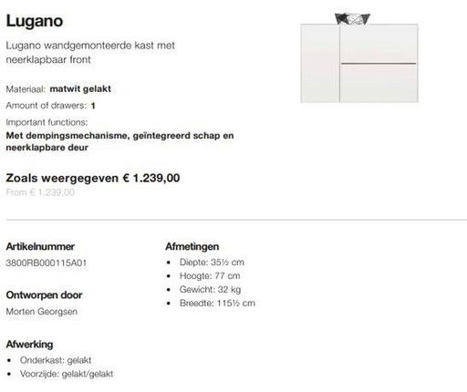 Lugano Wandgemonteerde Kast Met Neerklapbaar Front Boconcept