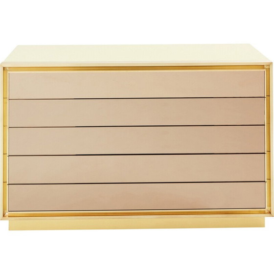 Image 1 of Vintage gelakte messing ladekast en spiegels voor Maison Jansen, 1970