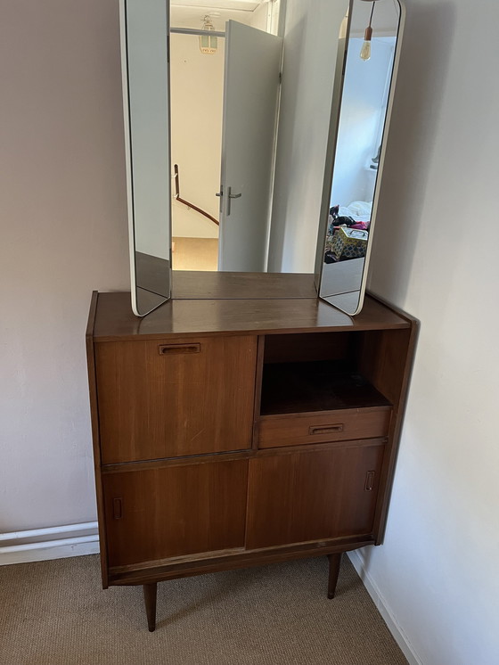 Image 1 of Mid - Century Dressoir Incl Spiegel