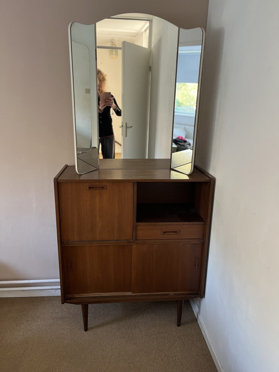 Image 1 of Mid - Century Dressoir Incl Spiegel