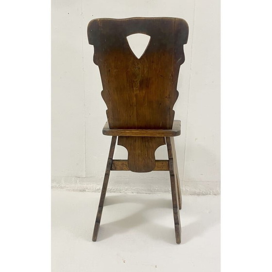 Image 1 of Set van 8 vintage brutalistische eiken stoelen, jaren 1940
