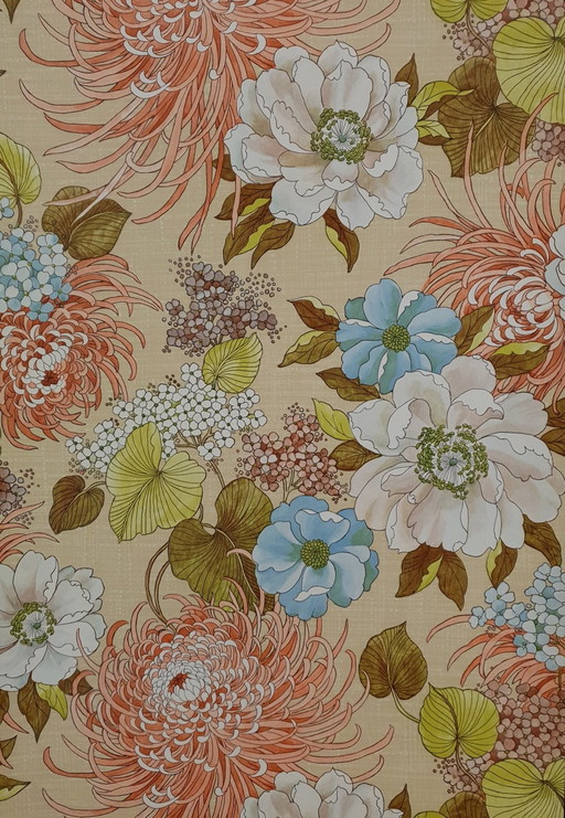 13610 Vintage Jaren 70 Grote Bloemen Behangpapier