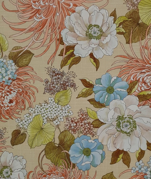 13610 Vintage Jaren 70 Grote Bloemen Behangpapier