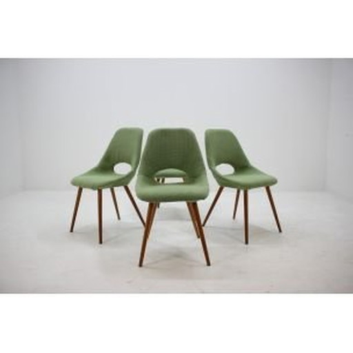 Set van 4 vintage stoelen in groene stof en hout 1960