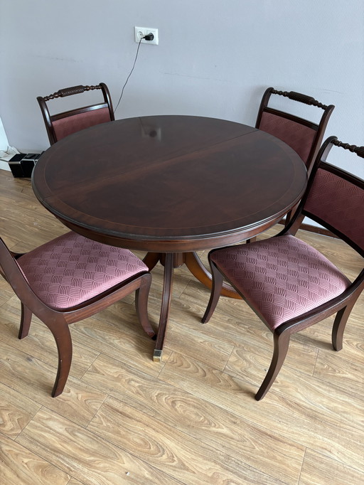 Eettafel Met 4 Stoelen Heldense Exclusief Mahonie Hout