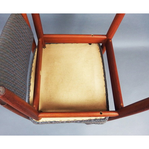 Set van 6 vintage stoelen model "197" in teak en stoffen van Finn Juhl voor France et Son, Denemarken 1960