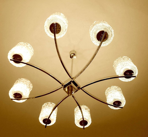 Image 1 of Zeer grote Vintage Kaiser Glazen Hanglamp