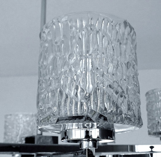 Image 1 of Zeer grote Vintage Kaiser Glazen Hanglamp