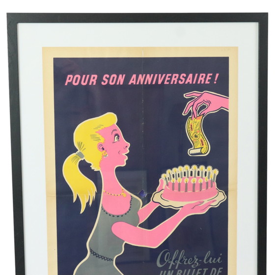 Image 1 of Ingelijste Reclame Poster Loterie Fifties M. Pineau