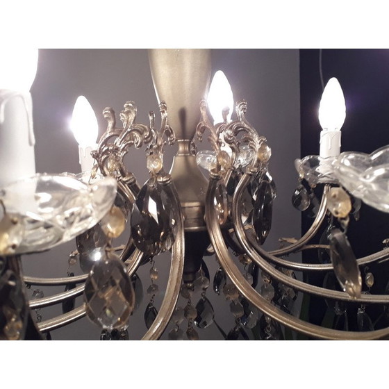 Image 1 of Vintage Italiaanse 10-lichts rode kristallen kroonluchter, 1920