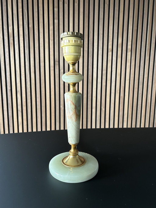 Vintage Schemerlamp/Tafellamp Met Onyx Voet