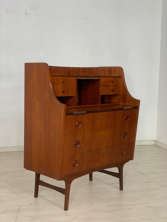 Image 1 of Deense teakhouten secretaire ladekast vintage