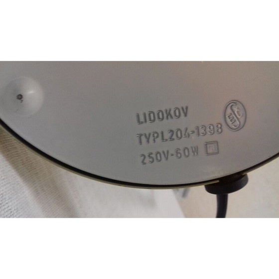 Image 1 of Paar vintage metalen en glazen tafellampen van Lidokov Boskovice, Tsjecho-Slowakije 1960