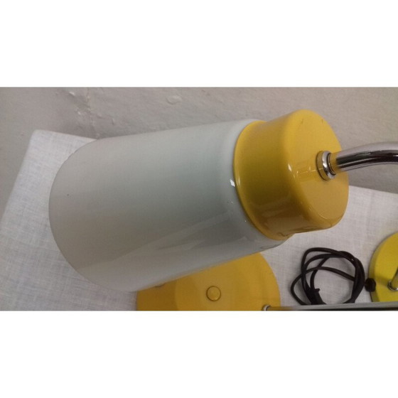 Image 1 of Paar vintage metalen en glazen tafellampen van Lidokov Boskovice, Tsjecho-Slowakije 1960