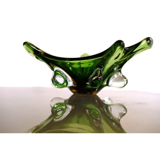 Image 1 of Italiaanse vintage vaas in groen Murano glas van Murano Glas, jaren 1960