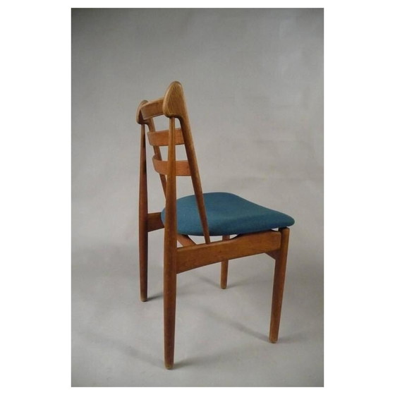 Image 1 of Set van vijf vintage gerenoveerde Poul Volther eetkamerstoelen in eiken, Inc. Herstoffering