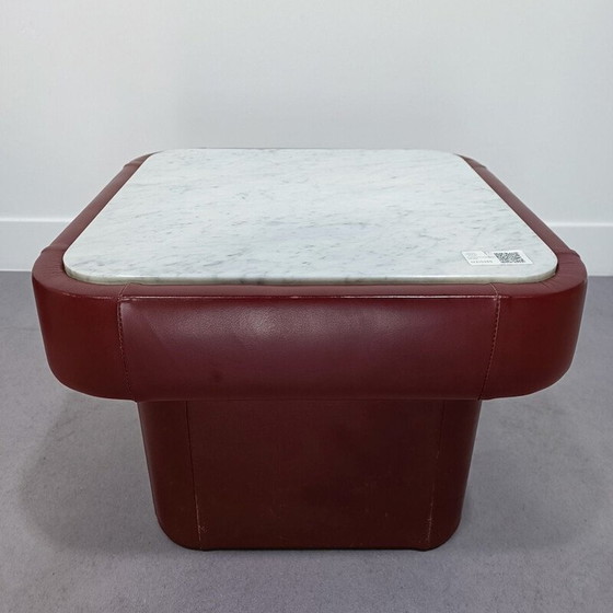 Image 1 of Paar vintage witte Carrara marmeren bijzettafels van De Sede, Zwitserland 1970