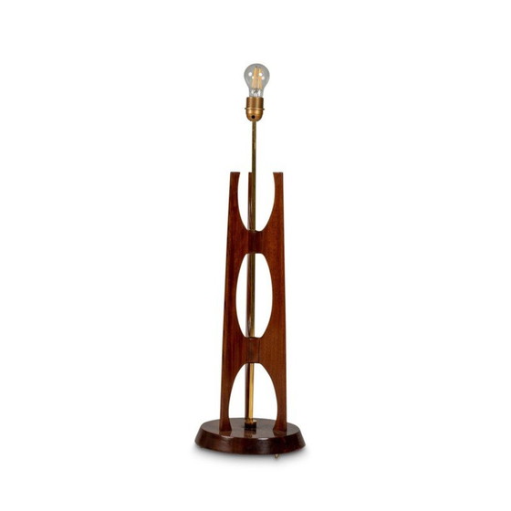 Image 1 of Vintage lamp van teakhout en messing, Denemarken 1960