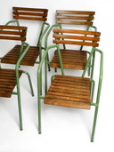 Vier stapelbare Mid Century bistrostoelen van metaal en hout - Made in Italy