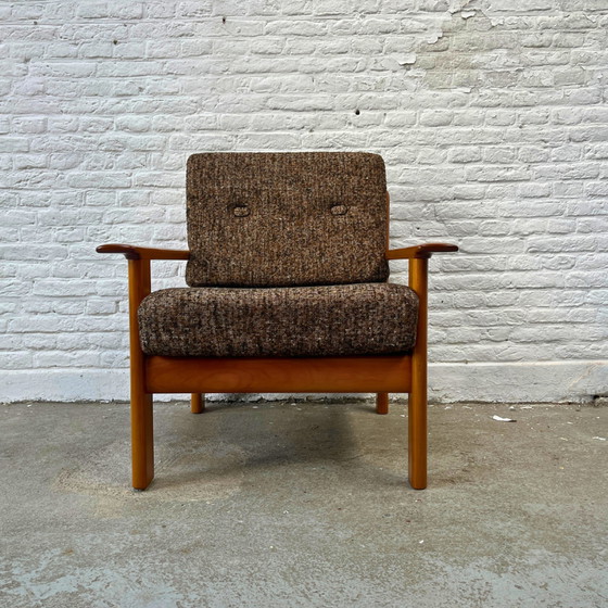 Image 1 of Wilhelm Knoll fauteuil met armleuningen hout - groen, bruin | midcentury