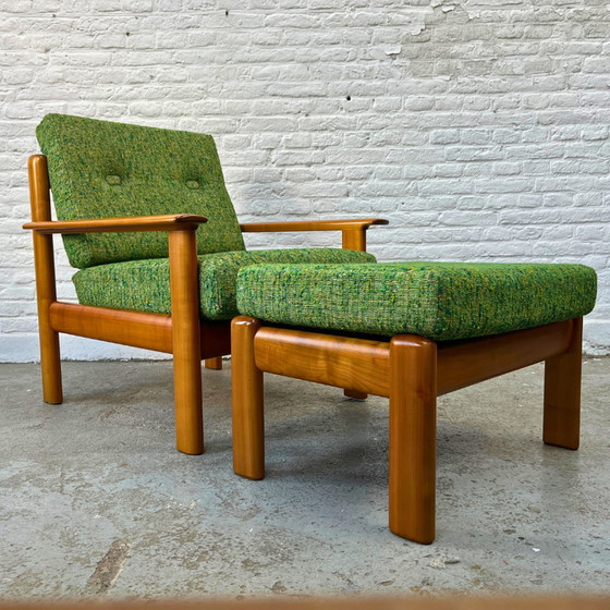 Image 1 of Wilhelm Knoll fauteuil met armleuningen hout - groen, bruin | midcentury