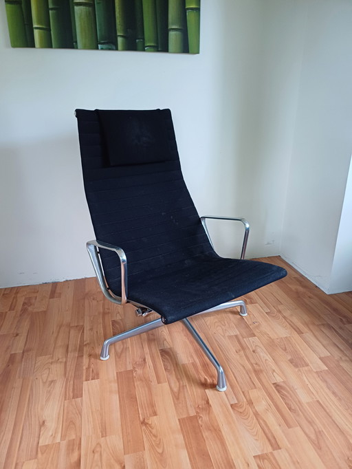 Aluminum Loungechair Herman Miller, Zwarte Stof