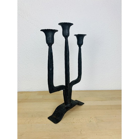 Image 1 of Vintage brutalistisch smeedijzeren kandelaar