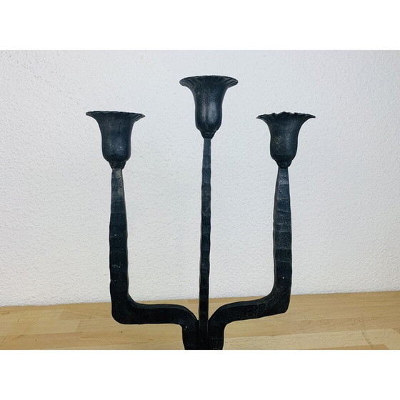 Image 1 of Vintage brutalistisch smeedijzeren kandelaar