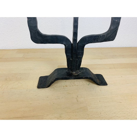 Image 1 of Vintage brutalistisch smeedijzeren kandelaar