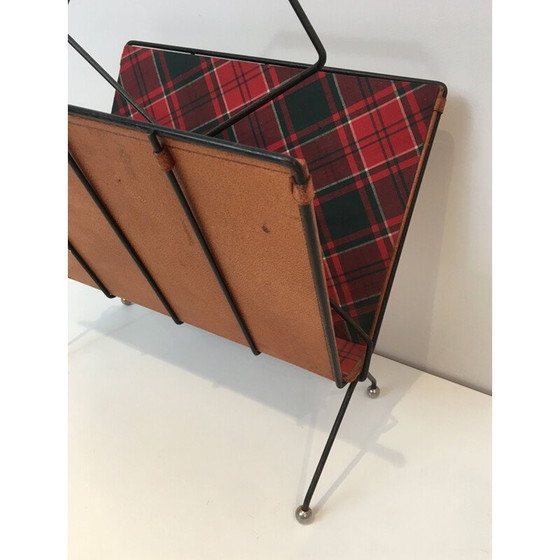 Image 1 of Vintage tijdschriftenrek in zwart gelakt metaal, Frankrijk 1950